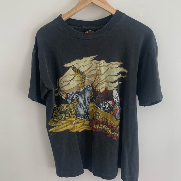 RARE ✨ 1970s Harley Davidson shirt Vintage snake - Picture 2 of 7
